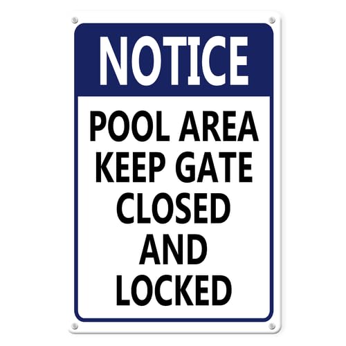 Ymaotrade Pool Area Keep Gate Closed Pool Aluminium Sign 12×16in, Sturdy Aluminum Metal Signs Rust Free, Door Closed Signs, Gate Closed All Times Decoration for Wall Garden Lawn Outdoor-image-3