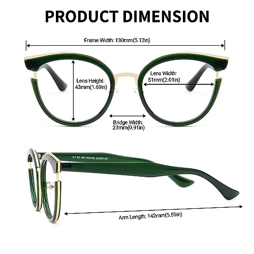 Image of Zeelool Classic Cat Eye Glasses Frame with Non-prescription Clear Lens for Women ZJGT414068