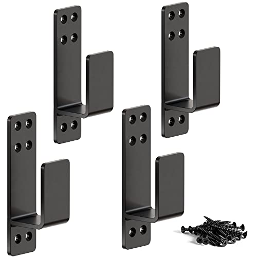 AMZFINE 2x4 Door Barricade Brackets Heavy Duty 4pcs Door Bar Holder Brackets for Home Security Black