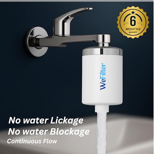 Image of Proprietary Technlogy Water Softener for Bathroom | KDF & Carbon | Hard Water Softener for Tap | Nano Silver | Reducing Hair and Skin Dryness | Fits All Metal Taps | 22-28mm | White & Chrome