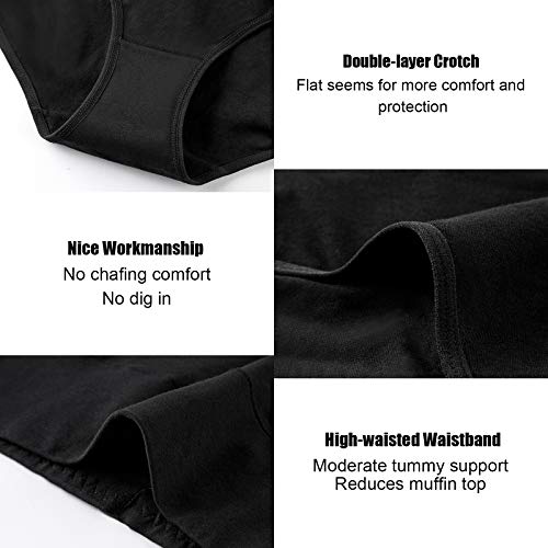 Image of Women's High Waist Cotton Underwear Soft Brief Panties Decorated with Lace Regular and Plus Size