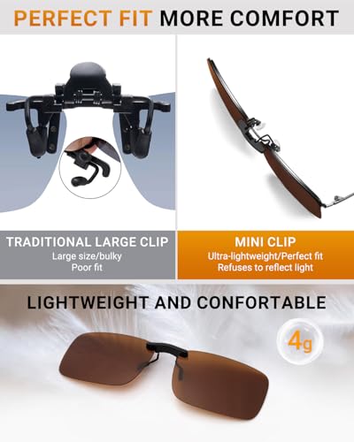 Image of TERAISE Polarized Clip on Sunglasses Over Prescription Glasses Anti-Glare UV400 for Men Women Driving Travelling Outdoor