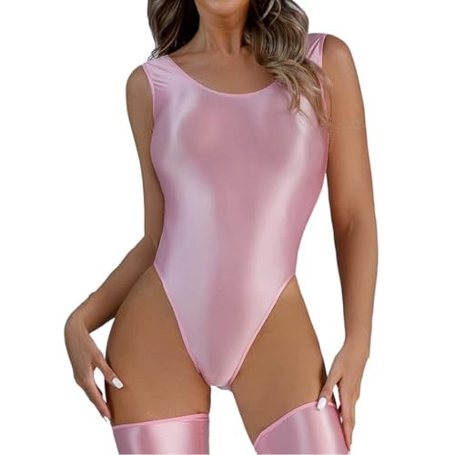 RuiChy Justaucorps d'une pièce pour femmes, Body brillant High Court High Coup sans manches, combinaison de danse Slim Fit Voir travers le justaucorps pour les maillots...