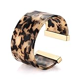 FAERLIIRY Wide Cuff Bangle Bracelet for Women Acrylic Resin Tortoise Bangle Bracelet Statement Adjus