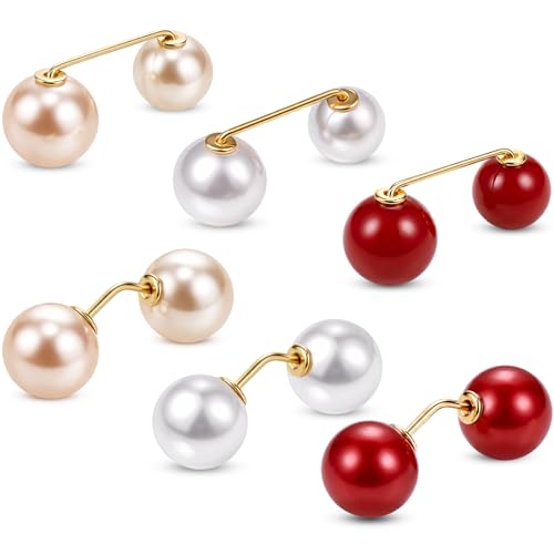 Image of WILLBOND 6 Pcs Artificial Pearl Brooch Pins Sweater Shawl Safety Clips Dress Clips for Women