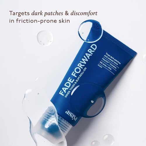 Image of Asaya Fade Forward Inner Thigh & Bum AHA Roll-On | Pigmentation Removal Serum For Dark Inner Thighs & Buttocks | For Women & Men | Non-Sticky & Soothing | MelaMe Complex, 10% AHAs & PHA, Inulin | 70ml