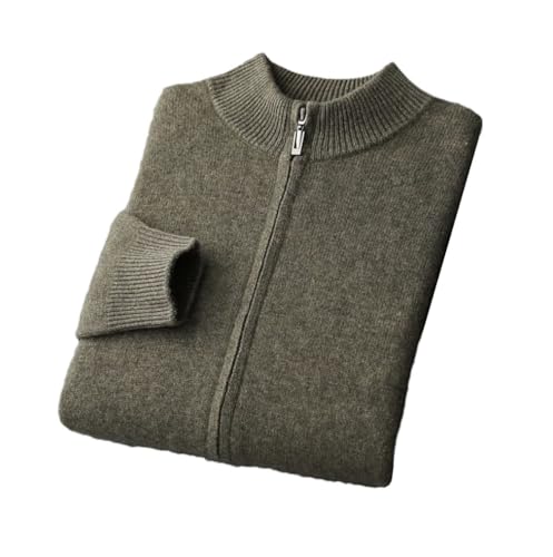 Men's Cashmere Cardigan Sweater Solid Mock Neck Long Sleeve Wool Cardigan Spring Winter Basic Wool Knitwear