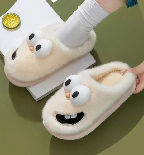 Fuzzy Big Eyes Dog Slippers Cute Animal House Slippers for Women Fluffy Furry Women's Warm Winter Slipper Indoor 20252