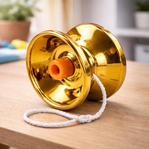 Image of Toyshine High Gloss Speed Metal YoYo Spinner Toy with String | Smooth Spinning Trick YoYo Skill Toy for Hand Eye Coordination | Classic Skill Game Toy for Kids Boys Girls & Teens - Golden