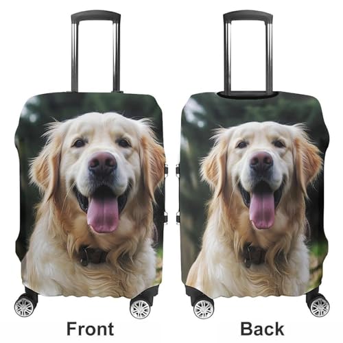 Funny Golden Retriever Luggage Cover, Washable Elastic Suitcase Cover Protector Fit 18-32 Inch Luggage3