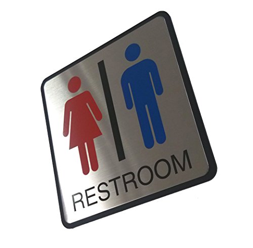 �y���l�[���z�X�e�����X �j���g�C�� �T�C���v���[�g/RESTROOM SIGN on Shiny Stainless Steel