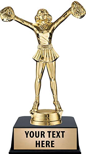 Crown Awards Cheerleading Trophy, 6" Gold Girls Cheer Custom Trophy with Engraving On Contemporary Base