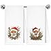 Exqcom Christmas Fox Kitchen Towels, Christmas Santa Hat Fox Wreath Dish Tea Towels for Kitchen Decor, Xmas Forest Animal Decorative Hand Towel Bathroom Decor, 16x24 Inch Inch Set of 2