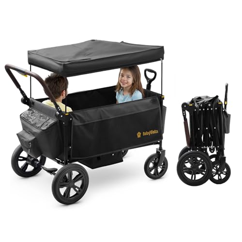 BabyVista Stroller Wagon for Kids, One-Hand Adjustable Push/Pull Handle, Spacious Storage, 8'/12'...
