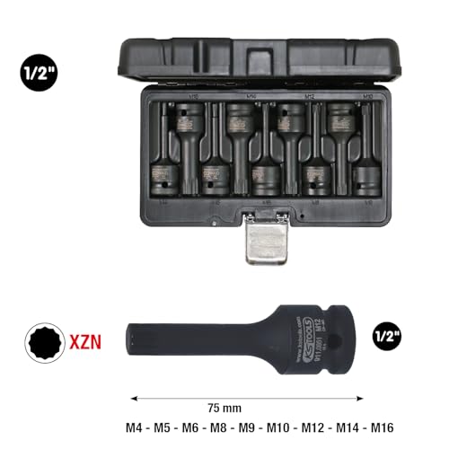 KS Tools 911.0944 1/2" Kraft-Bit-Stecknuss-Satz Vielzahn, 9-tlg., 35 x 25 x 13 cm – Ansicht 3