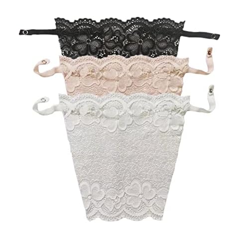 LUDAO 3 Pcs Lace Privacy Invisible Bra for Women Lady Clip-on Mock Camisole Bra Insert Overlay Modesty Panel Vest, Mixed Color, One Size Cover