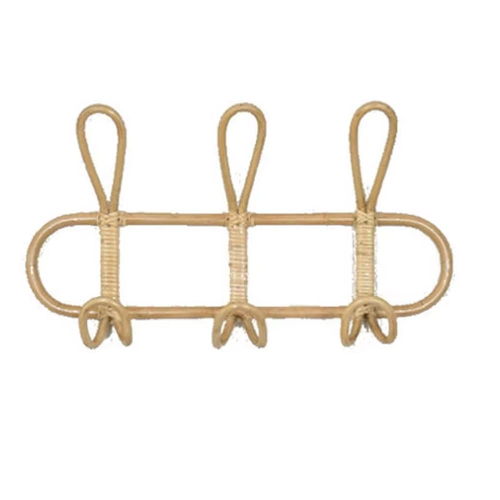 Crochets Muraux en Rotin - Cintre Décoratif pour Chambre d'enfant, Organisateur de Vêtements et de Chapeaux, Support de Rangement Suspendu pour Vêtements d'enfants A