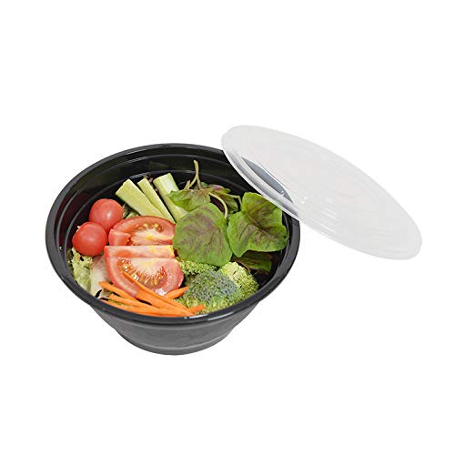Elam Meal Prep Plastic Container Noodle Bowl 25-Pack 42Oz To-Go Containers Take -Out Round Bowls With Lids Food Storage Salad Bowl Bento Box Microwavable(Bpa Free) Freezer/Dishwasher Safe Disposable #TOP6