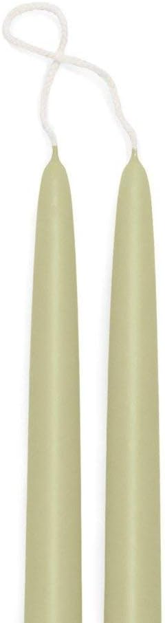 Extra Long Beeswax Blended Taper Candles - Olive Green Dripless Dinner Candles Sticks - 24 Inches Tall Pair …