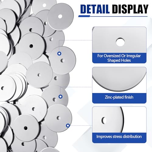 Yaocom 100 Pieces 1/4" x 2" Fender Washers Zinc Thickness 2 mm Fender Washers for Wood and Wet Environment by Yaocom - Image 3