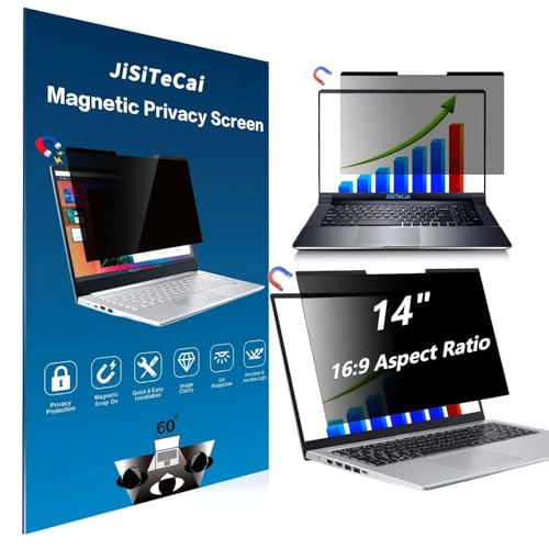 14-inch magnetic privacy screen, suitable for laptops with a 16:9 removable anti-glare filter, reduces blue light/compatible with HP, Dell, Acer, Asus, Samsung, Lenovo and other laptops.