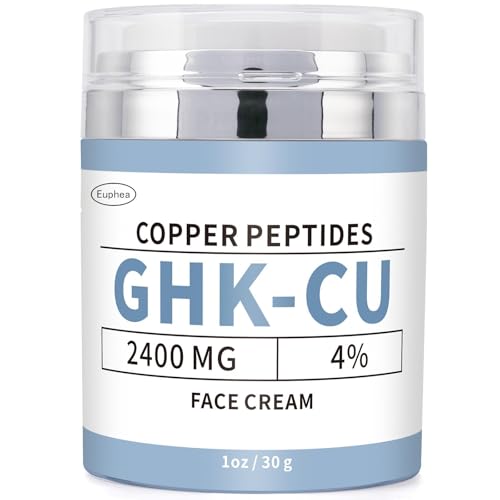 Euphea GHK-Cu Copper Peptide Face Cream, Supports Fine Lines, Wrinkles, Firmness, Deep Hydration & Collagen Production – 2400mg GHK-Cu, 30 g