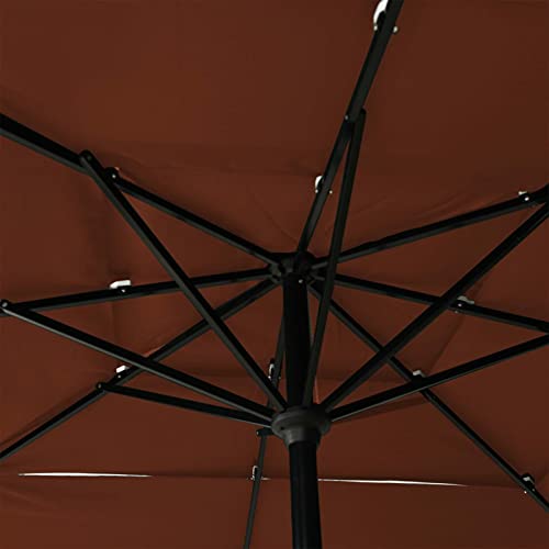 Parasol extérieur 2.5x2.5 m terracotta avec mât aluminium CLSDRZC