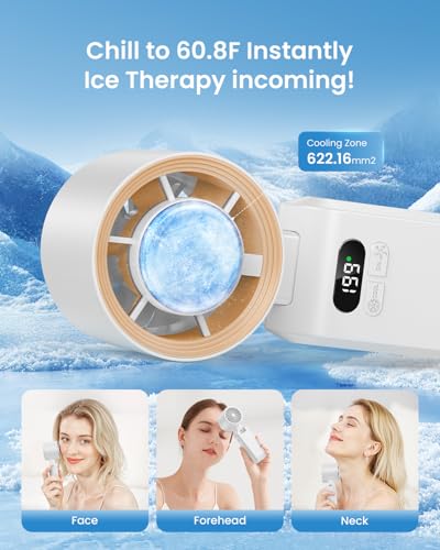 Image of Handheld Portable Turbo Fan with Ice Cooler, Speed (1-199) 5500mAh Rechargeable Personal Fan,[20H Cooling Time] Mini Yet Powerful [20000 RPM] Small Pocket Fans for Travel /Outdoor /Home /Office, White