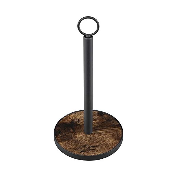 OROPY Paper Towel Holder Countertop with Heavy Duty Wood Base, Farmhouse Paper Towel Roll Stand for Kitchen Counter fits Standard and Jumbo Size Paper Towels (Brown)