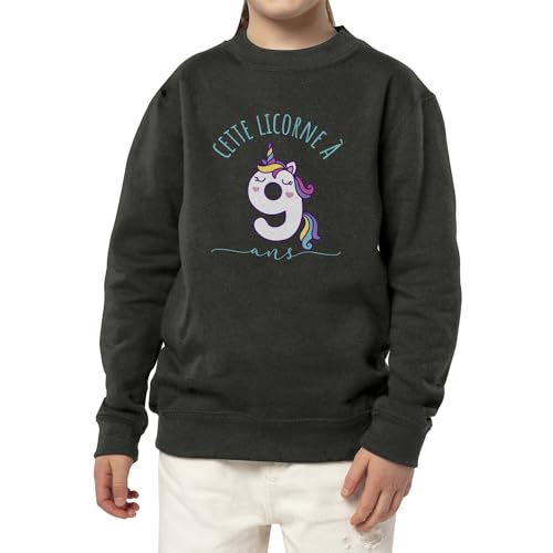 Sweatshirt enfant licorne 9 ans anniversaire celebration