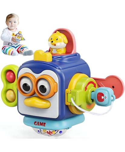Image of Interactive Busy Cube Toy with 6 Learning Activities | Sensory & Fidget Play Toy for Babies and Toddlers | Compact Travel Activity Cube (Pack of 1)
