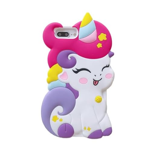 Wifantien 3D Cute Unicorn Soft Case for iPhone 7Plus/8Plus/6s Plus/6 Plus 5.5" - Kawaii Fashion Character Unicorn Horse Kids Girls Women Silicone Case