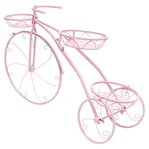 BESPORTBLE Portavasi in Ferro Battuto a Forma di Bicicletta Multistrato, Espositore per Vasi da Fiori per Balcone e Giardino, Portafiori Pratico e Decorativo Smontabile