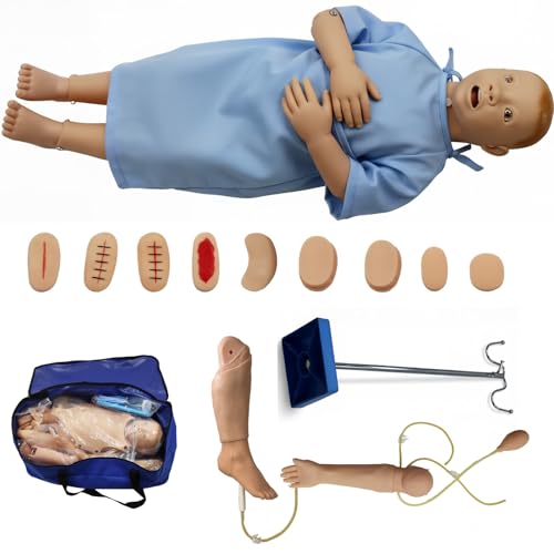 Image of Nursing Training Mannequin Multifunctional Patient Care Manikin Child Trauma Care Anatomical Child Caregiver Model for Teaching Training
