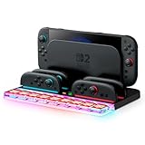 SUPCASE for Nintendo Switch 2 Joy Con Controllers Charger, [9 Game Card Storage] [Ambient Lighting] All-in-one Organization Accessories for Switch 2, Heat Dissipation Slot for Dock with USB Cable