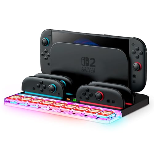 SUPCASE for Nintendo Switch 2 Joy Con Controllers Charger, [9 Game Card Storage] [Ambient Lighting] All-in-one Organization Accessories for Switch 2, Heat Dissipation Slot for Dock with USB Cable by SUPCASE - Used condition - US$23.16