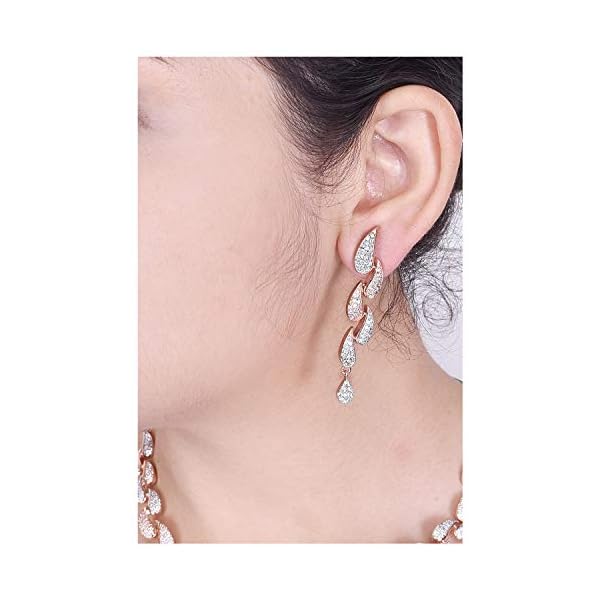 Ratnavali Jewels American Diamond CZ Rose Gold Plated Designer Jewellery Set/Necklace Set with Chain & Earring for Girls/Women (RV3382RG) - Image 7
