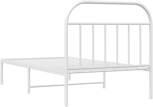 Miniatura 8 de vidaXL Base de cama individual con cabecero, construcción de metal resistente, almacenamiento adicional debajo de la cama, soporta colchón de 39.4 x