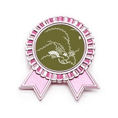 Broche fleur verte culture japonaise en métal rose taille M