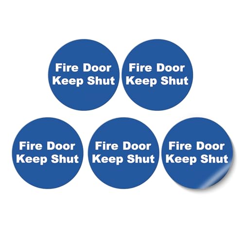 Image of YIKIADA Fire Door Keep Shut Stickers 100 × 100 mm Vinyl Self-Adhesive Decals Fire Door Safety Removable Signs for Office Exit 5 Pack
