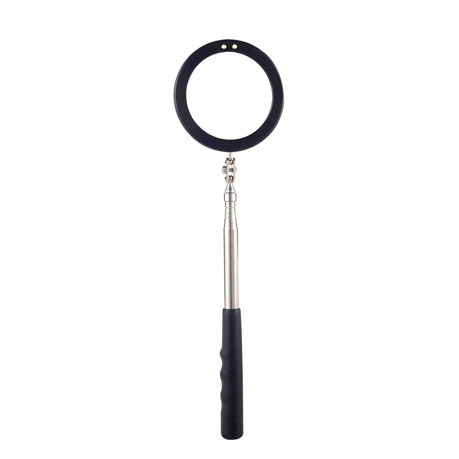 Telescoping Inspection Mirror LED Light with Large 3.75 Inches Round Mirror, 39.4 Inches Extendable, Flexible 360 Swivel, for Inspection Viewing, Mechanic Checking, Observation 3.75" Round