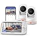 jeeber Babyphone mit 2 Kamera und APP, 2K/3MP, 360°, 5" WLAN Video Babyfone, HDR-Nachtsicht, 2.4GHz WiFi ONLY, Weinen/Bewegungs/Geräusch-E... Temperaturanzeige, hohe Reichweite, Bereich alarme