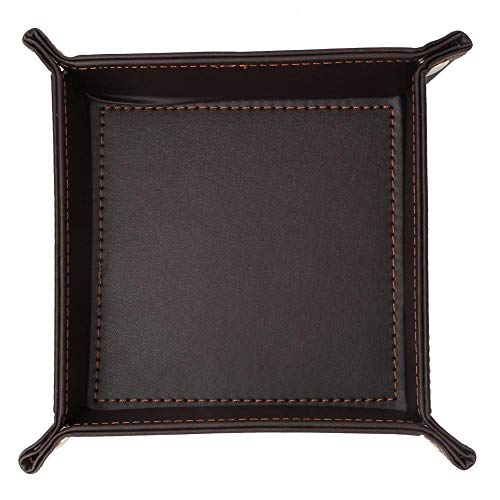 Preisvergleich Produktbild PU Leder Tablett Würfel Klappschlüssel Telefon Brieftasche Münze Schmuck Aufbewahrungsbox Valet Tablett(Brown)