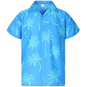 King Kameha Hawaïhemd met korte mouwen, zomerhemd, feesthemd, Palmshadow-turquoise, S
