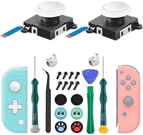LONANDY Joycon Joystick Replacement, 2 Pack Replacement Joysticks for Nintendo Switch Lite/Switch OLED/Joycon, Joycon Repair Tool Kit with Thumbstick Caps & Switch Joysticks (White)