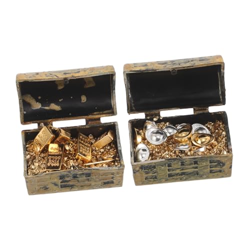 VILLFUL 2 Juegos Cajas de Miniatura con Monedas y Barras Casa de Muñecas Accesorios Educativos Imaginativo y Decoración de Realistas