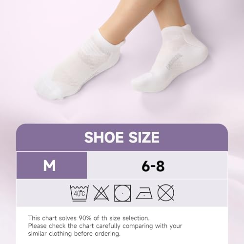 Image of BAMBOO COOL Women's Ankle Athletic Running Socks Low Cut Socks For Ladies, Cushioned Breathable Comfort for Sports, 6 Pack