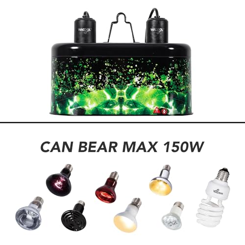 Image of WACOOL Reptile Light Fixture Deep Dome Dual Lamp Fixture, Tropical UVB Light Reptile Heat Lamp Kit Combo Holder, Premium Reptile Reflector with 2 Indenpent Switches (Tropical)