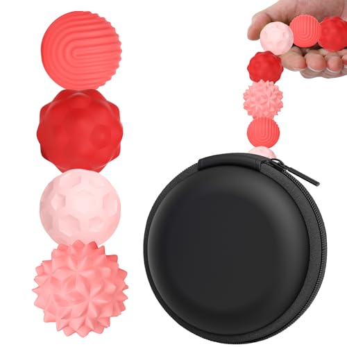 BUSOHA Silicone Fidget Balls - 4 Pack Silicone Stress Relief Balls Stone for Adults Sensory Travel Toys for Calming,Stress,Autism and ADHD,Gifts for...