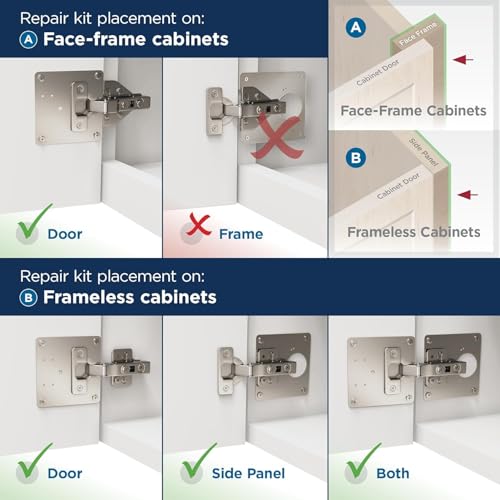 Image of Amerock 1 Pair Cabinet Hinge Steel Reinforcement Plate with Screws | Steel Cabinet Hinge Installation Repair Plate for Repairing Damaged Hinge Mounting Areas on Cabinet Doors and Frames